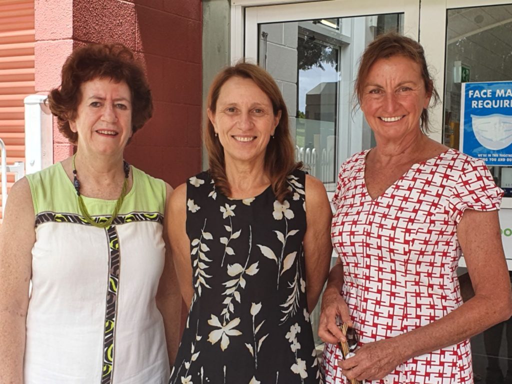 The team who collaborated to install battery systems at evacuation centres: L to R- Anne Kennedy (President, Zero Emissions Noosa), Dr Carina Anderson (UniSQ), Annie Nolan (Noosa Council)