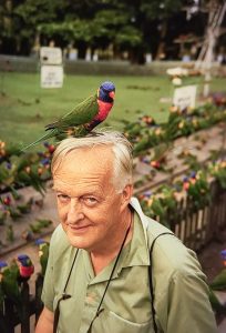 The great American field guide author, Roger Tory Peterson, at Currumbin Bird Sanctuary, 1971. He considered Currumbin ‘one of the great bird spectacles of the world’. Photo by Roger Tory Peterson. Source: Roger Tory Peterson Institute, Jamestown, NY.